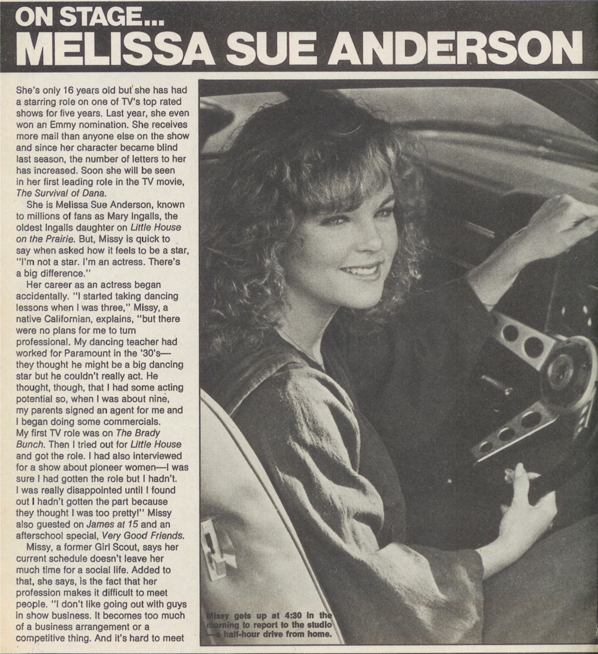 Melissa Sue Anderson in American Girl June 1979 issue, page 1